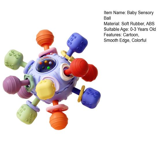 Детские погремушки для прорезывания зубов, сенсорные игрушки для младенцев, жевательные игрушки, красочный шарик для ловли рук с рукояткой из нескольких текстур