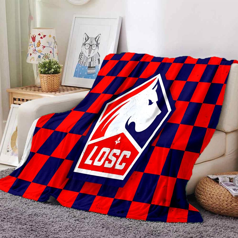 Losc Football Crest Flannel Blanket, Soft Polyester, Modern Design, All-Season for Camping, Travel, Gifts for holidays or birthdays