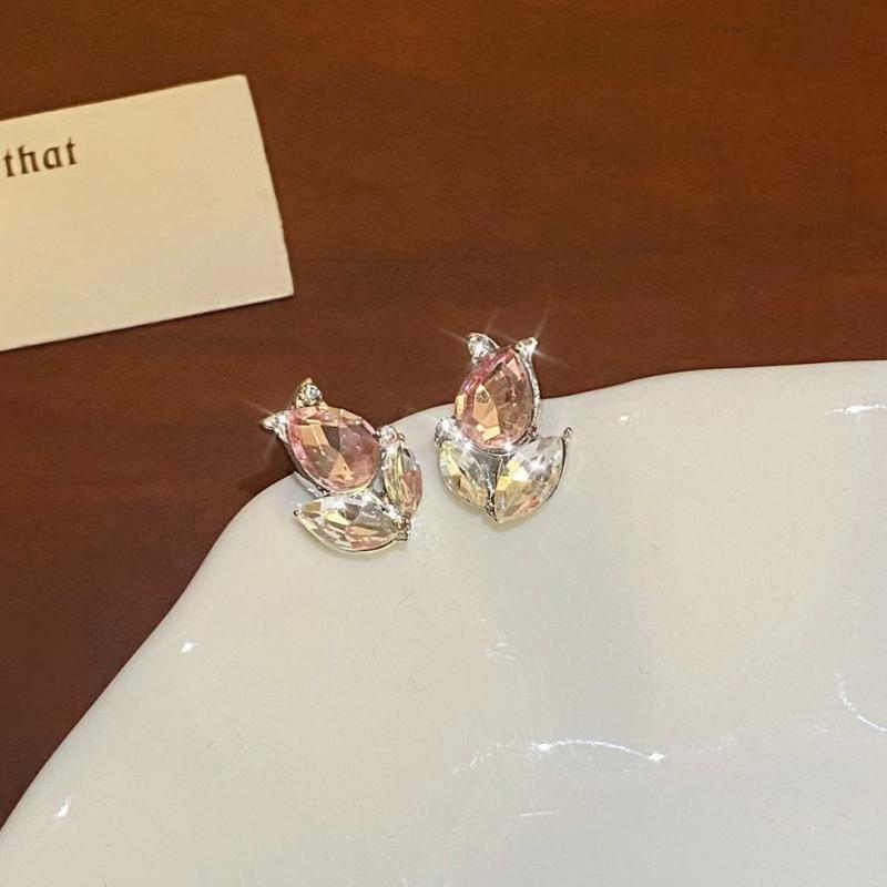 Новые модные простые серьги-джокеры с розовым цирконием и тюльпаном, женские серьги