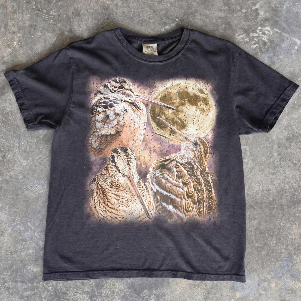 Woodcock Howling to the Moon Shirt, Vintage Bird Graphic Tee, Wildlife Nature Apparel, Hunter Gift