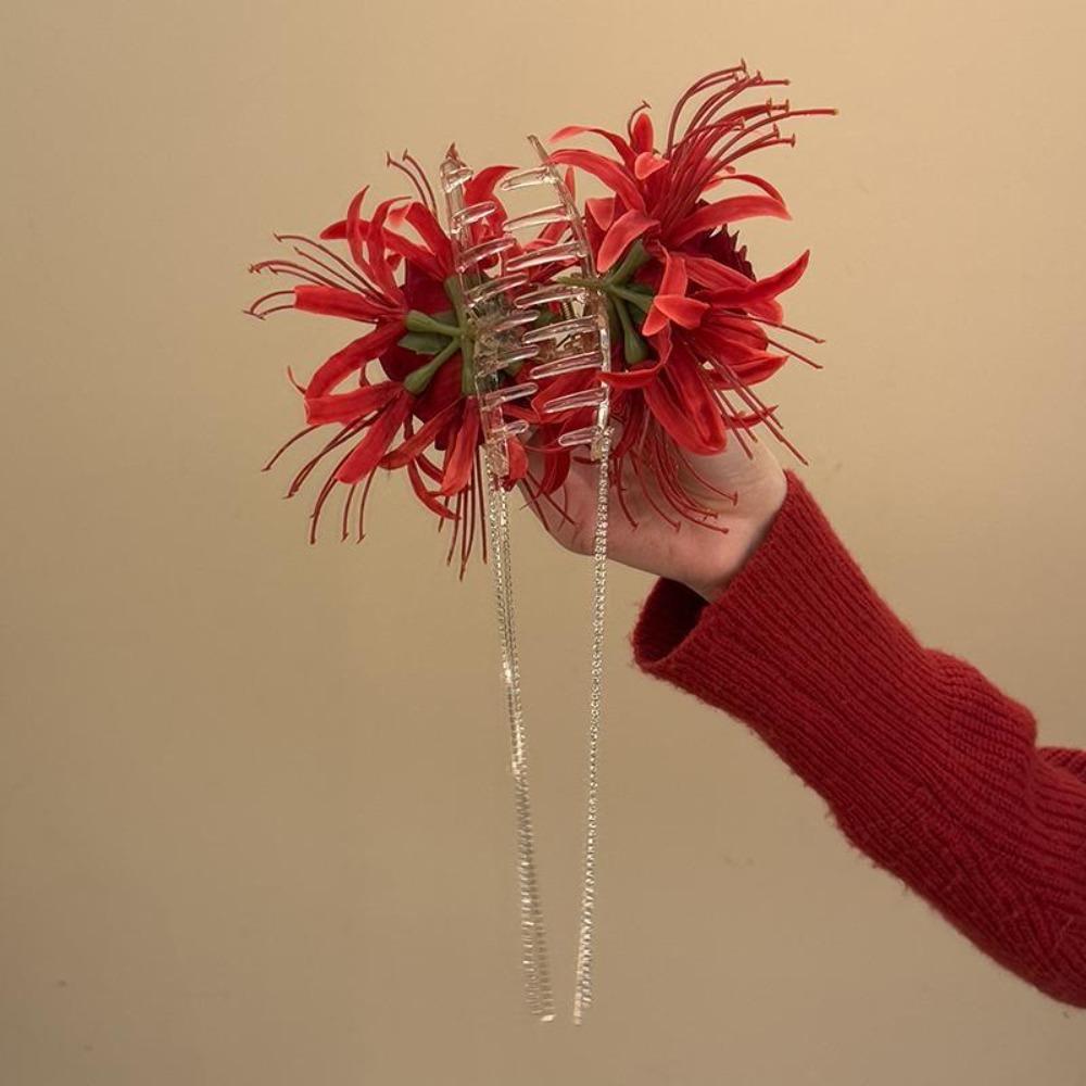 Длинные заколки для волос Lycorisradiata Flower, винтажные зажимы для волос, подарок на голову
