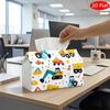 2D Flat, 1pc Tissue Box, Printed on Both Sides, Versatile Tissue Holder Featuring Colorful Construction Vehicles on a White Background Sturdy Polyeste