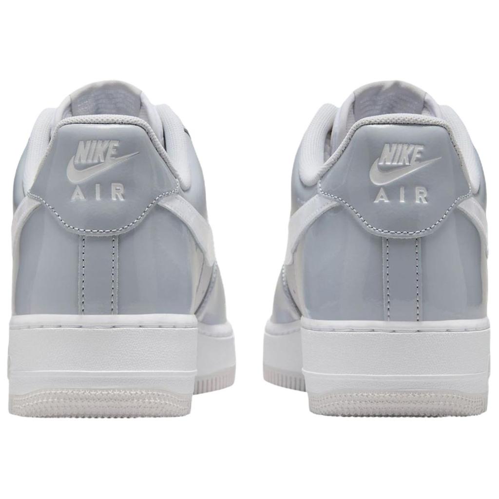 Nike Air Force 1 07 LV8 Wolf Grey Patent мужские кроссовки белые Vast-Grey HV9405-001