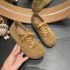 Fashion Suede Front Lace-up Flat Shoes Autumn New Round Toe Deep Mouth Non-slip Wear-resistant Single Shoes