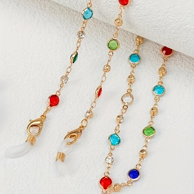 Разноцветная случайная стразовая отделка Цепочки для очков для женщин Стильная маска для лица Защита для лица Держатель для очков