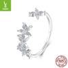 Sparkling Zircon Autumn Leaf Open Ring Women'S Romantic Autumn Leaf S925 Sterling Silver Ring Jewelry