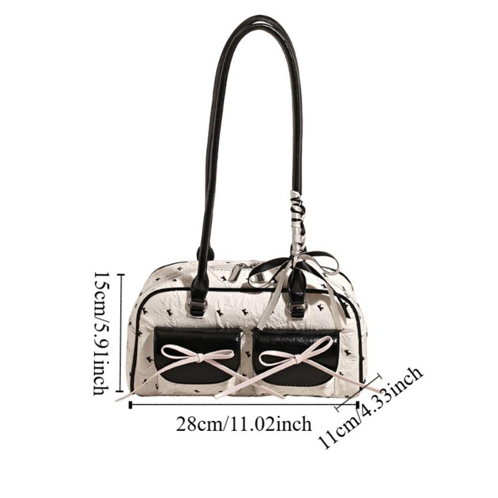 Korean Style Bow Ribbon Shoulder Bag Commuting Y2k Armpit Bag French Stick Underarm Bag Daily