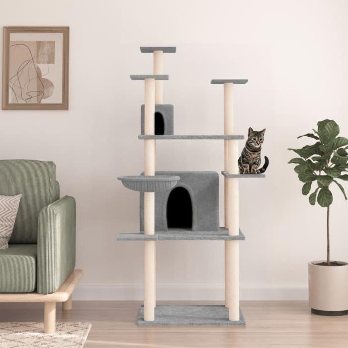 VidaXL Cat Tree with Sisal Scratching Posts Light Grey 166 Cm 171724