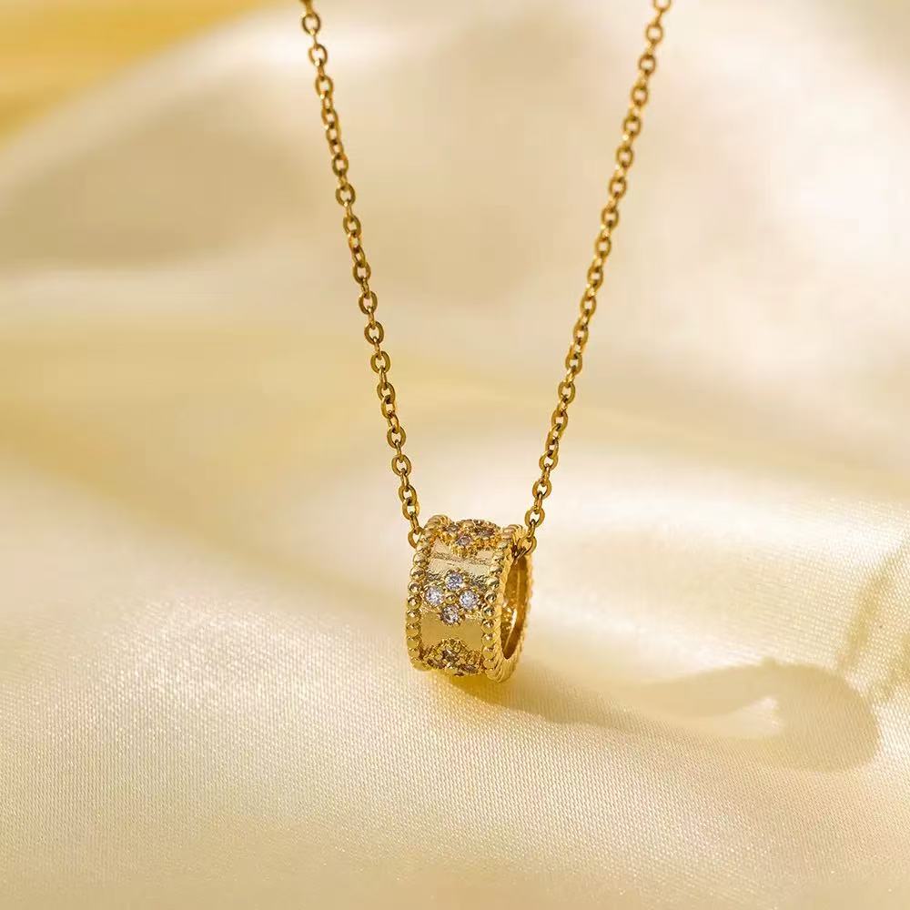 Waterproof 18K Gold Plated Lab Created Diamond Butterfly Pendant Stainless Steel Link Necklace Fine Fashion Jewelry