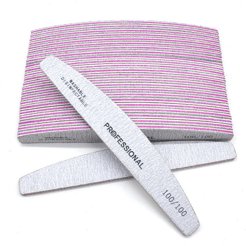 Высококачественная профессиональная пилка для ногтей полумесяц, фиолетовая основа, износостойкая с зубчиками