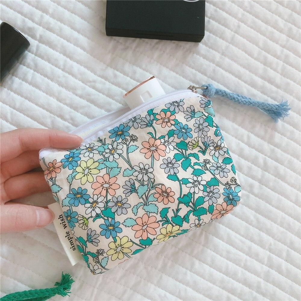 Mini Cotton Floral Organizer Bags for Women Bag Small Fabric Cosmetic Make Up Bag Little Purse Coin Pouch Children Cosmetic Case