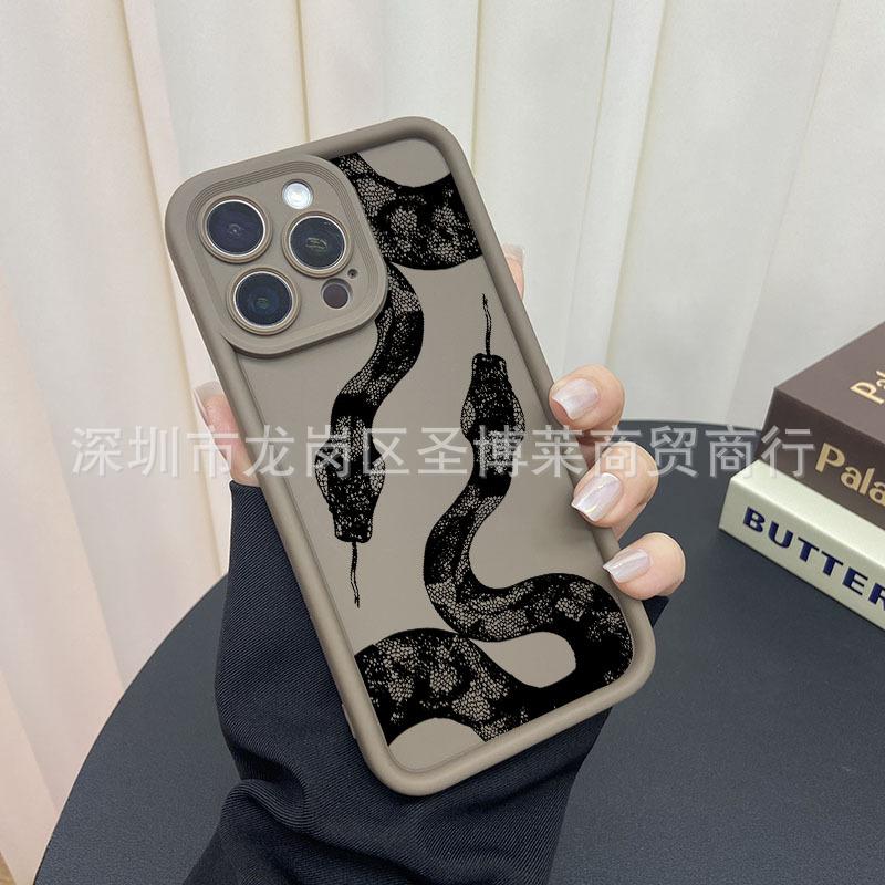 Черная змея для чехла мобильного телефона Apple 15 iphone12promax чехол 14/13/11/XR наждак 16
