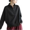 Women's Casual Loose Fit Plus Size Half-Zip Stand-Up Collar Sweatshirt - Long Sleeve Spring/Autumn Fashion Pullover Top
