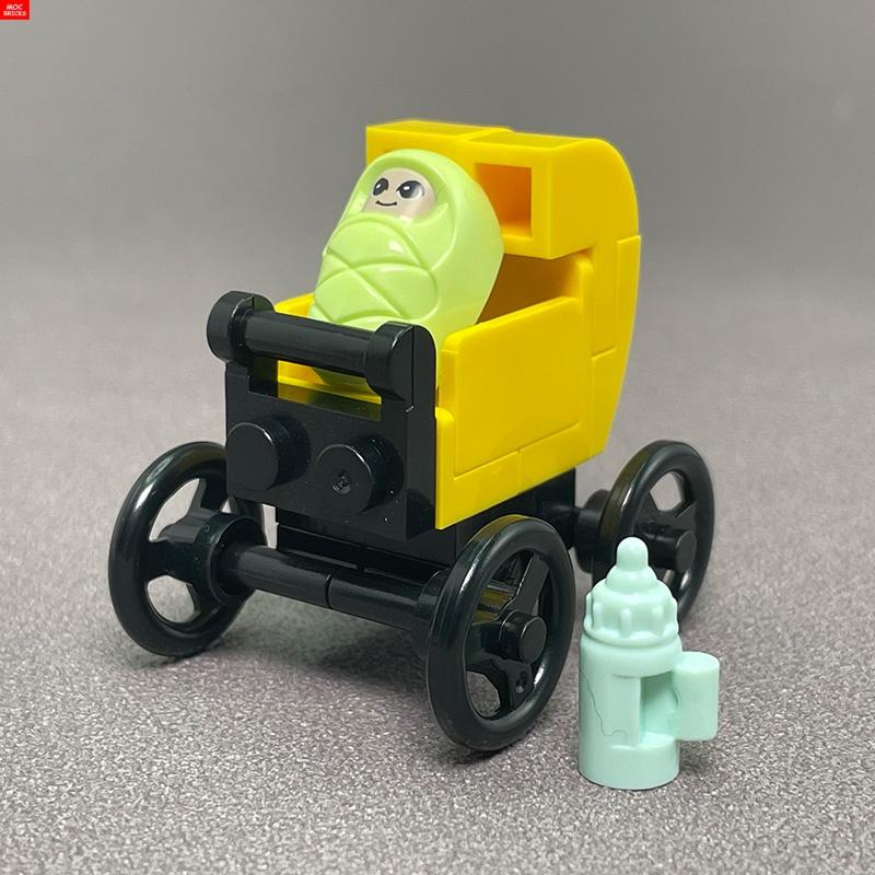 MOC Кубики Детская коляска люлька для младенцев подставка для бутылочки Обучающие Строительные Блоки Игрушки для Детей Девочек Подарок