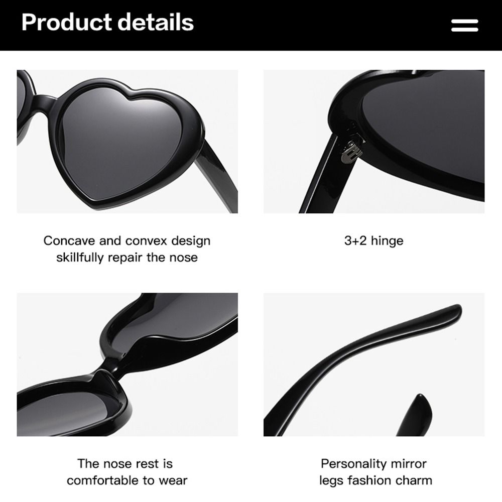 UV400 Polarized Heart Sunglasses Party Beach Love Shaped Shades Heart Shaped Sun Glasses for Women