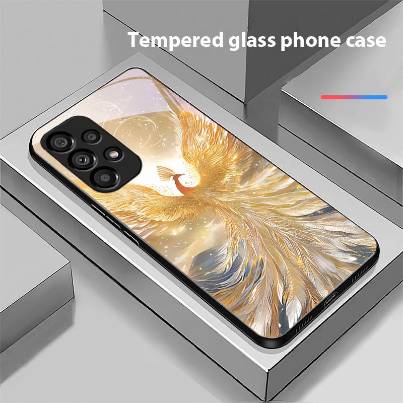 Золотой Феникс Для Samsung Galaxy S10 20 Plus 21 FE 22 23 24 FE 25 Ultra Черный Чехол для телефона из закаленного стекла Жесткий чехол