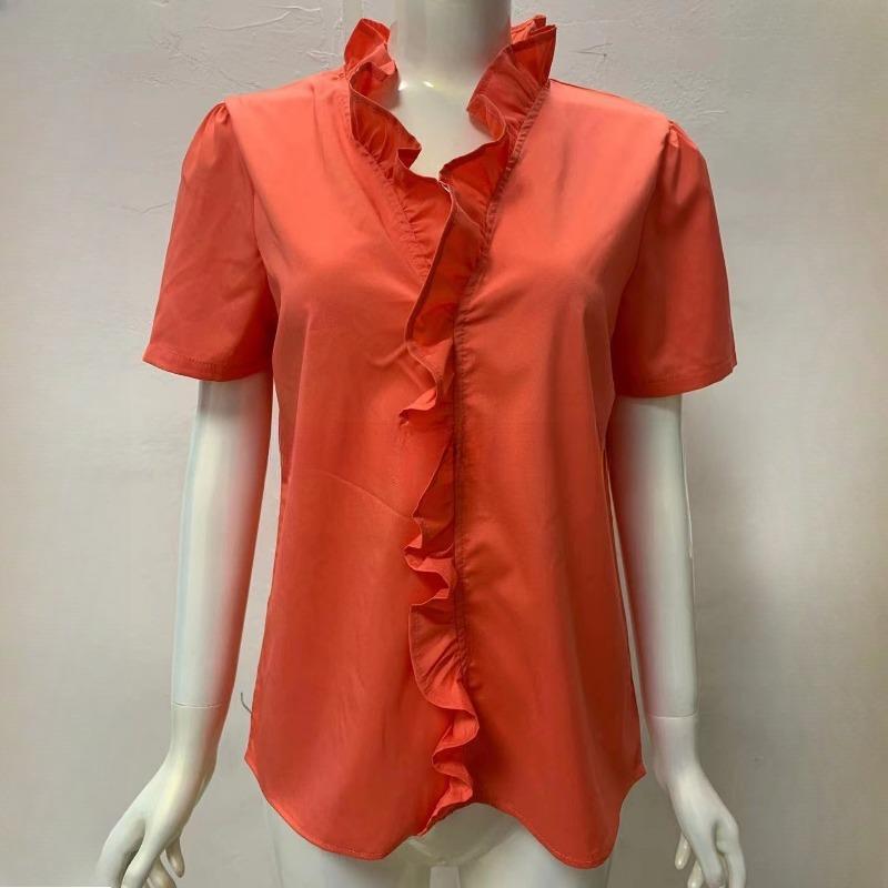 BITCED Женская рубашка с короткими рукавами и оборками весна/лето