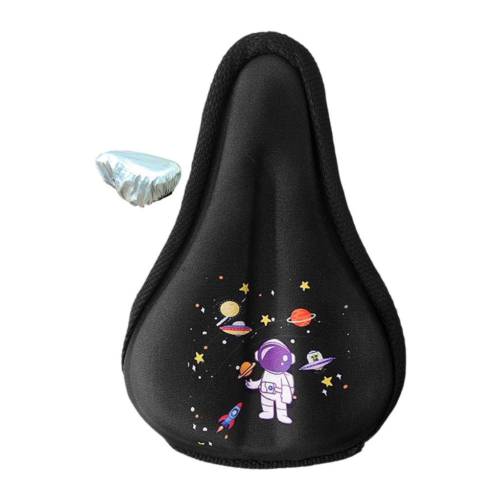 Kids Bicycle Seat Cushion Cover, Bicycle Seat Protective Cover with Rain Cover, Childrens Bike Seat Cushion, Black