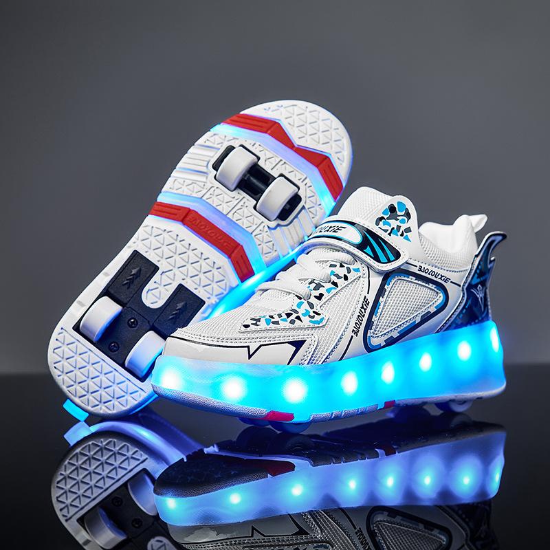 Новые туфли Runaway Shoes Четырехколесные туфли-шкивы для мальчиков и детей Обувь с колесами Обувь для катания на коньках для девочек