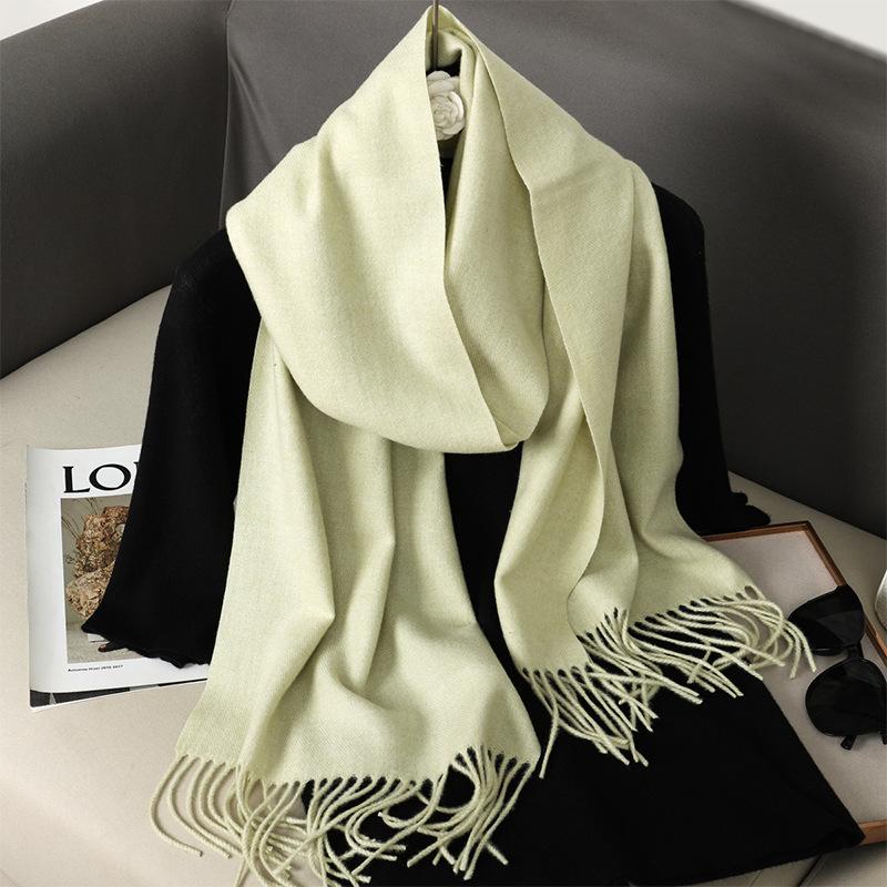 62Color Solid Women Winter Scarf Теплый Утолщенный Кашемировый Шаль Уличная Мода Роскошные Кисточки Пашмина Дамская Накидка Ветрозащитные Шарфы