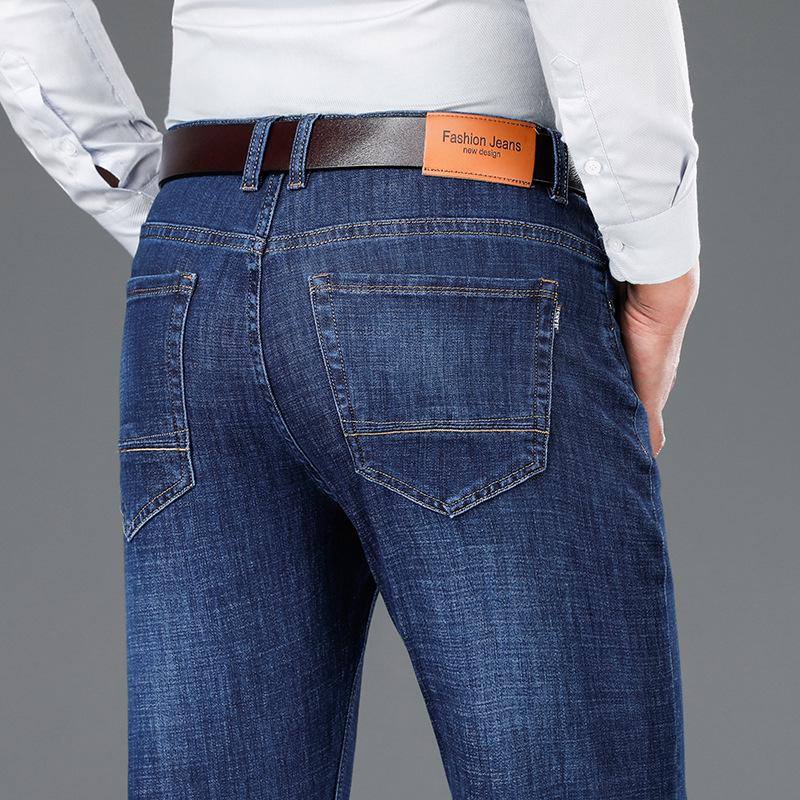 Jeans Men'S Autumn Cotton Elastic High Waisted Denim Pants Simple And Atmospheric Men'S Business