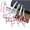 Pet Grooming Scissors Set for Dogs and Includes Stainless Steel Trimmer Thinning Straight Safety Nail and Case 8-Piece Cats, Shears, Set,