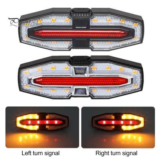 Bicycle Tail Light Adjustable LED Remote Control MTB Road Mountain Bike Turn Signal Lamp Waterproof Rechargeable Bright Night Riding Bike Warning