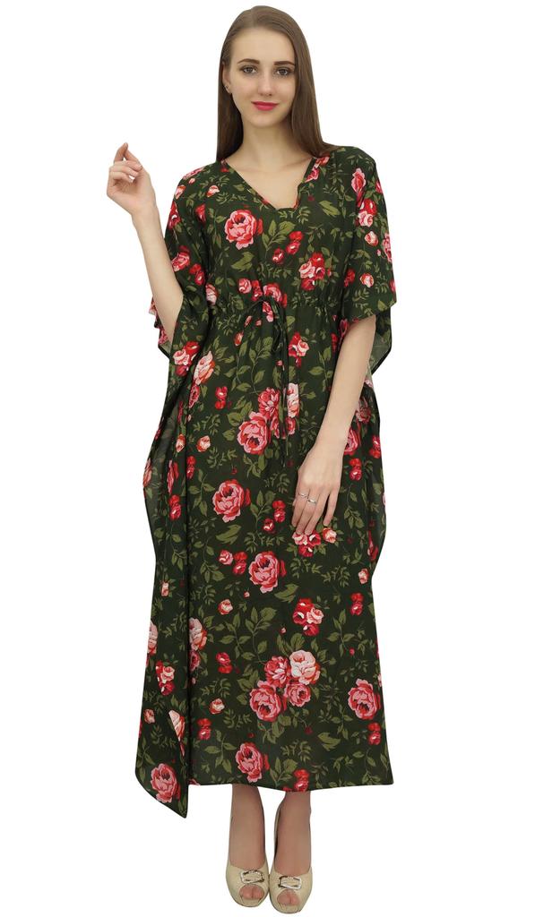 Bimba Индийский кафтан платье хлопковый зеленый макси платье покрывало женский кафтан