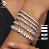 MOB01 2mm-6.5mm Hip Hop D VVS1 Moissanite Tennis Bracelet 14k White Gold Plated 925 Sterling Silver Tennis Chain Bracelet