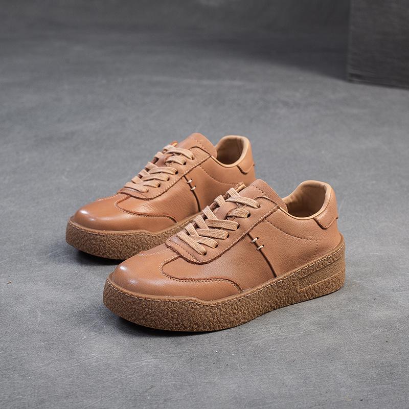 Johnature Туфли на плоской подошве в британском стиле, повседневные и универсальные, из натуральной кожи, с мягкой подошвой, на шнуровке, женские туфли