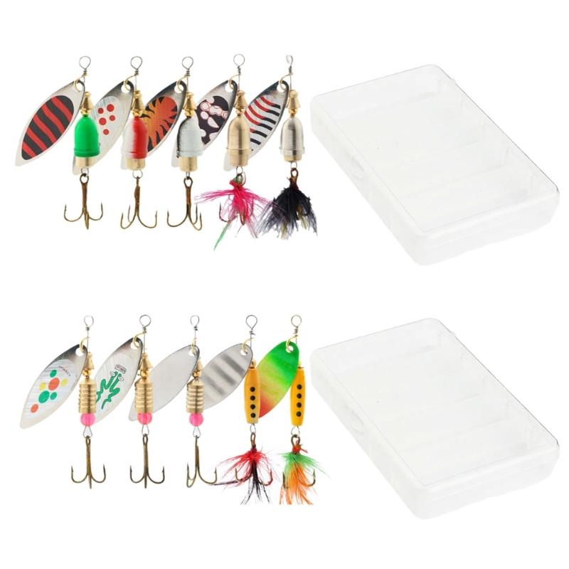 5 шт. Металлическая вращающаяся блесна для дальнего заброса с крючком, блестками, искусственными приманками, твердый металлический спиннер, простая в использовании