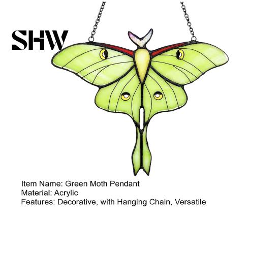 Garden Patio Hanging Ornament Stained Glass Style Window Hanging, Acrylic Moth Suncatcher, Decorative Pendant with Rainbow Maker for Nursery
