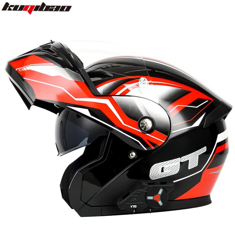 Full Face Motorcycle Helmet With Dual Visor Flip-Up Design Bluetooth Compatible Long Battery Life ABS Material Certified