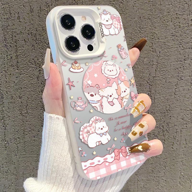 Серебристый Мультяшный Щенячий Чехол для iPhone 17 для Apple 15 Pro Max, 14 Pro, 13, 16 Pro, Совместимый с Трансграничной Доставкой