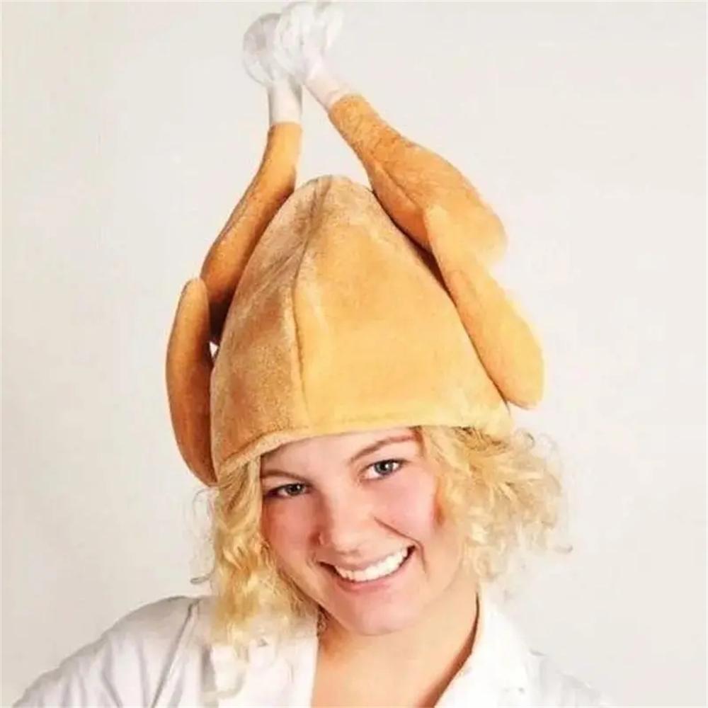 1pcs Funny Carnival Chicken Leg Hat Christmas Thanksgiving Decoration Turkey Hat Adult Carnival Hat Party Festive Cap Costume Dr