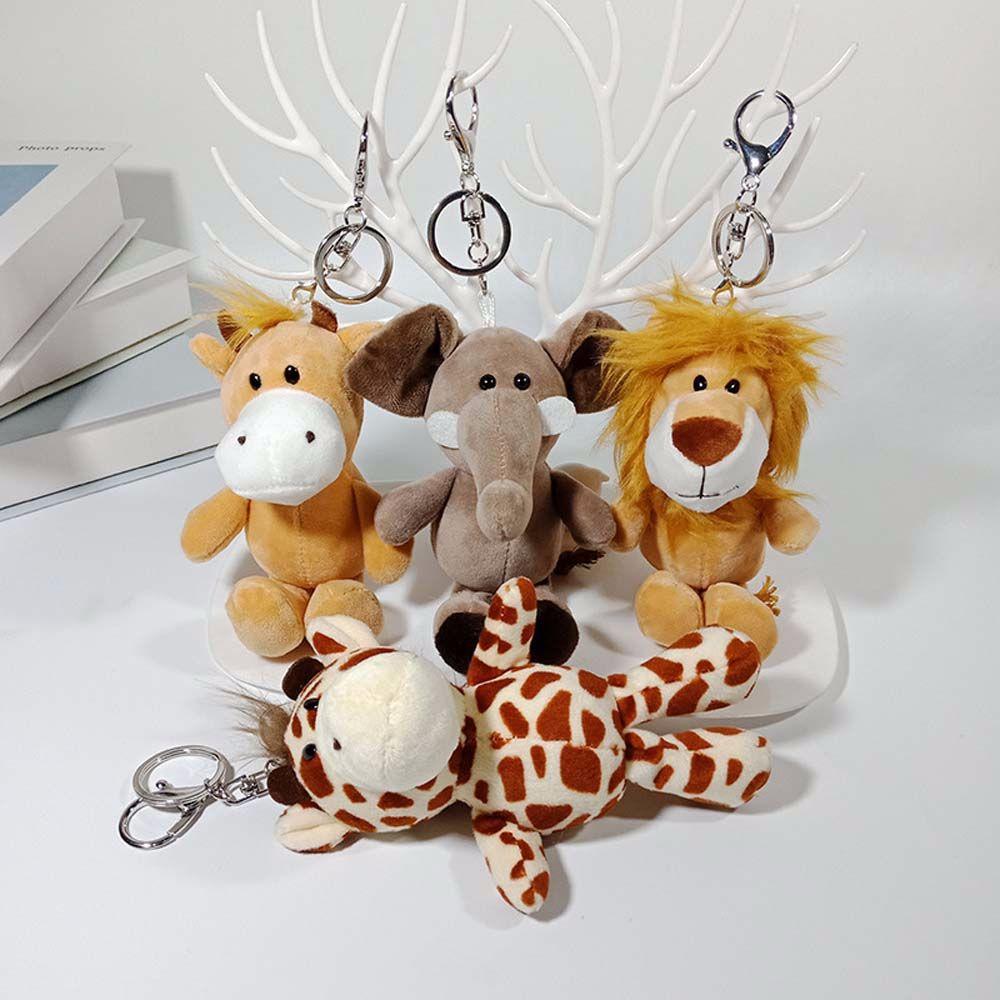 Giraffe Lion Key Chain Elephant Key Ring Animal Plush Toy Plush Keychain Plush Dolls Stuffed Toys