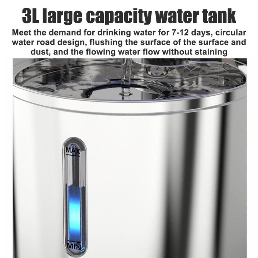 New 3L Pet Water Fountain Large Capacity Automatic Water Dispenser Efficient Filtration Stainless Cat Feeder For Dog Cat