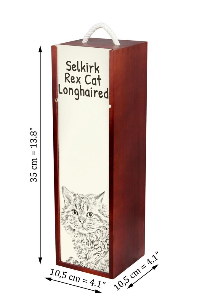 Selkirk Rex Longhaired – Wine box with a cat, alcohol box with graphics | Art-Dog