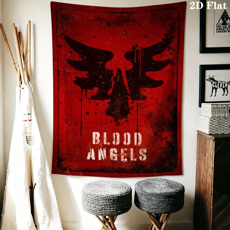 Blood Angels cool Wall Tapestry Aesthetic Wall Hanging Printed Fabric Blanket Decorative Tapestries for Bedroom Living Room Home Decor