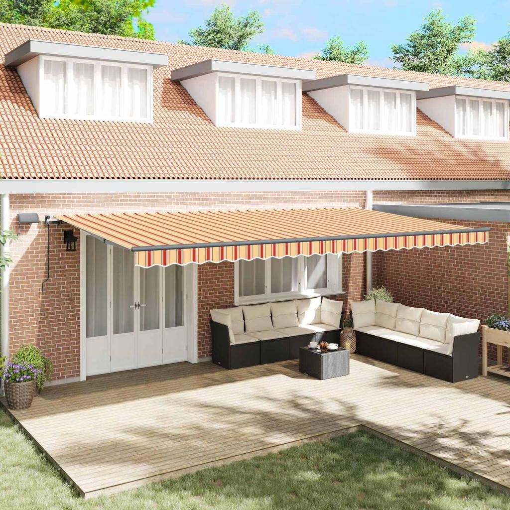 Retractable Awning Yellow and Orange 600 x 300 cm