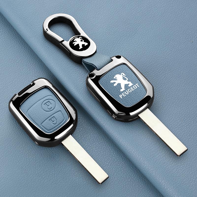 Zinc Alloy Leather Car Remote Key Case Cover Protector Shell For Peugeot 106 107 206 207 306 307 406 407 Keychain Accessories
