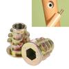 50Pcs Hex Drive Threaded Inserts Zinc Alloy Wood Insert Nuts Hex Drive Head Nuts  Threaded for Wood