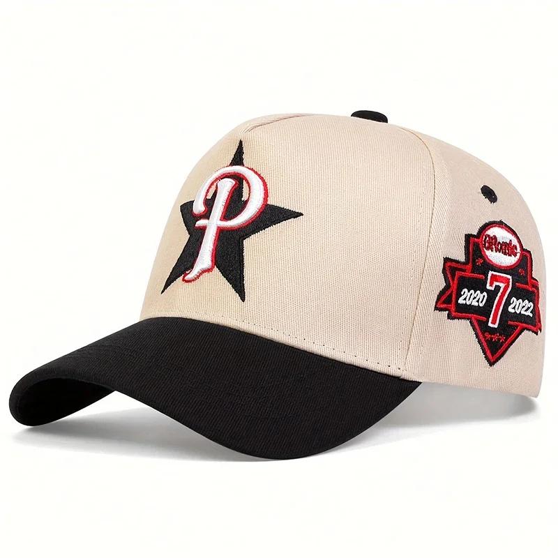 Baseball Stitching Stitched Embroidered Alphabet P Neutral Gender Women  Men For Caps Spring And Autumn Outdoor Adjustable Casual Hats Sunscreen