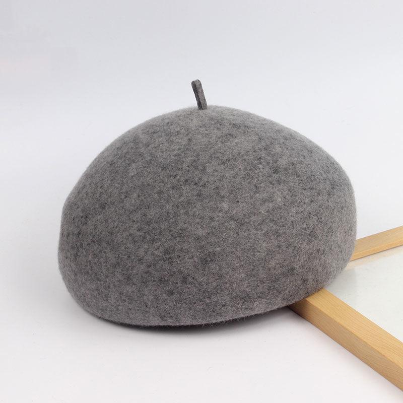 Hat autumn and winter wool warm beret three-dimensional hard top painter hat women's fashion casual woolen top hat
