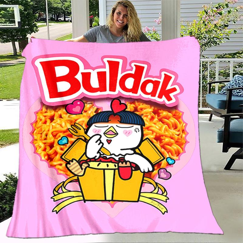 1pc Blanket - Spicy Chicken Noodles Print Design, Lightweight Blanket for Sofa, Bed- Soft &Warm, Gift for All Seasons