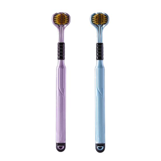 2 шт. трехсторонняя зубная щетка с мягкой щетиной и эргономичной ручкой для взрослых, портативная зубная щетка для путешествий