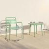 Garden Bistro Set, 3-Piece, Tempered Glass Coffee Table, 2 Slatted Chairs, Green