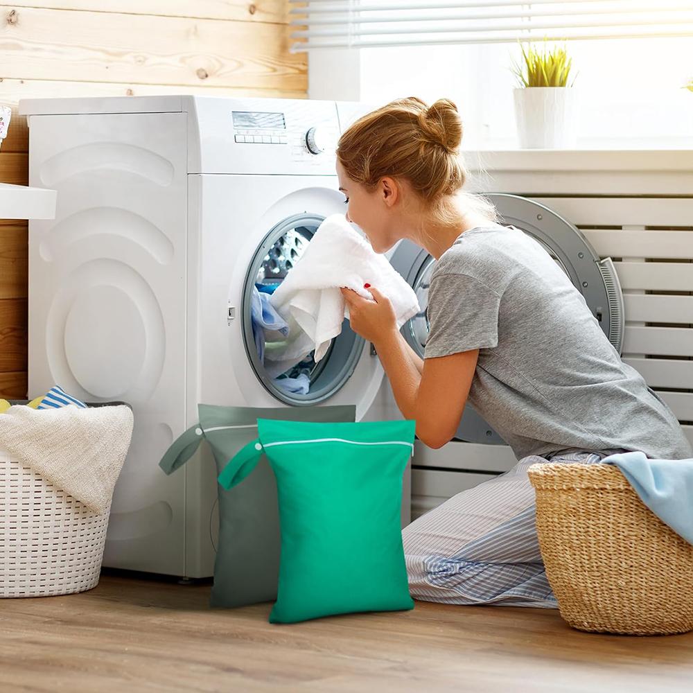 2pcs 40 X 30 Cm Reusable Travel Wet Bags with Zip Waterproof Laundry Bag