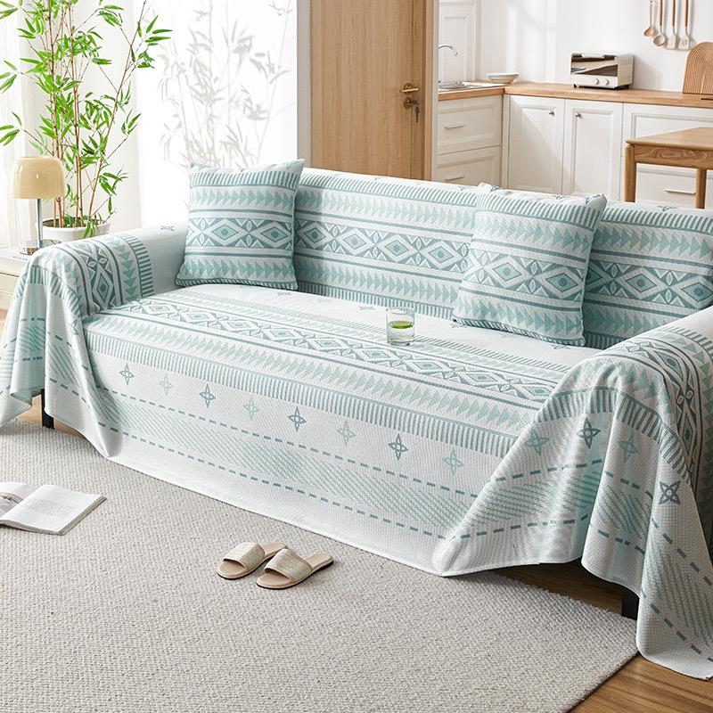 Cool Ice Silk Sofa Cover Towel Full Covered Anti-Slip Sofa Cover Bohemian Sofa Cushion