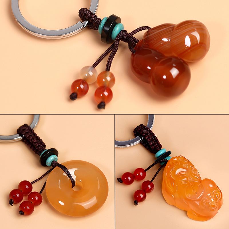 Халцедон Пиксю Брелок для богатства и Агат Подвеска «Пряжка мира»